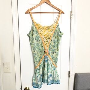 JOHNNY WAS Yellowfield 8 VTG Paisley Floral Cowl Neckline Tunic Tank Sz Large